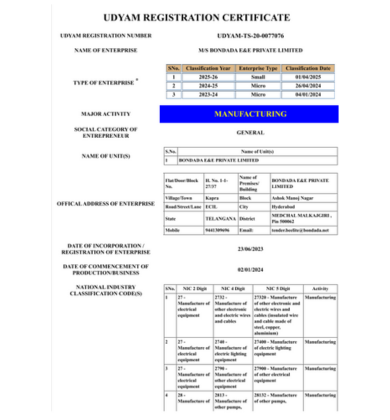 Udyam Registration Certificate